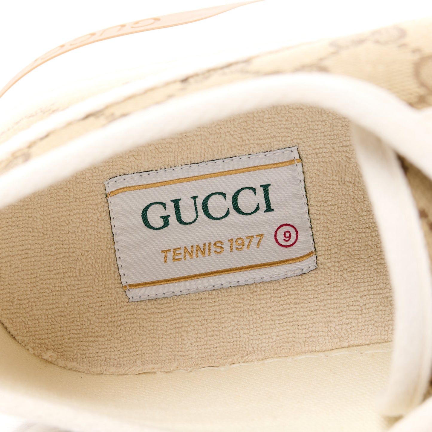 GG Monogram Mens 1977 Tennis Platform 52mm Sneakers 9 Beige Ebony Mystic White