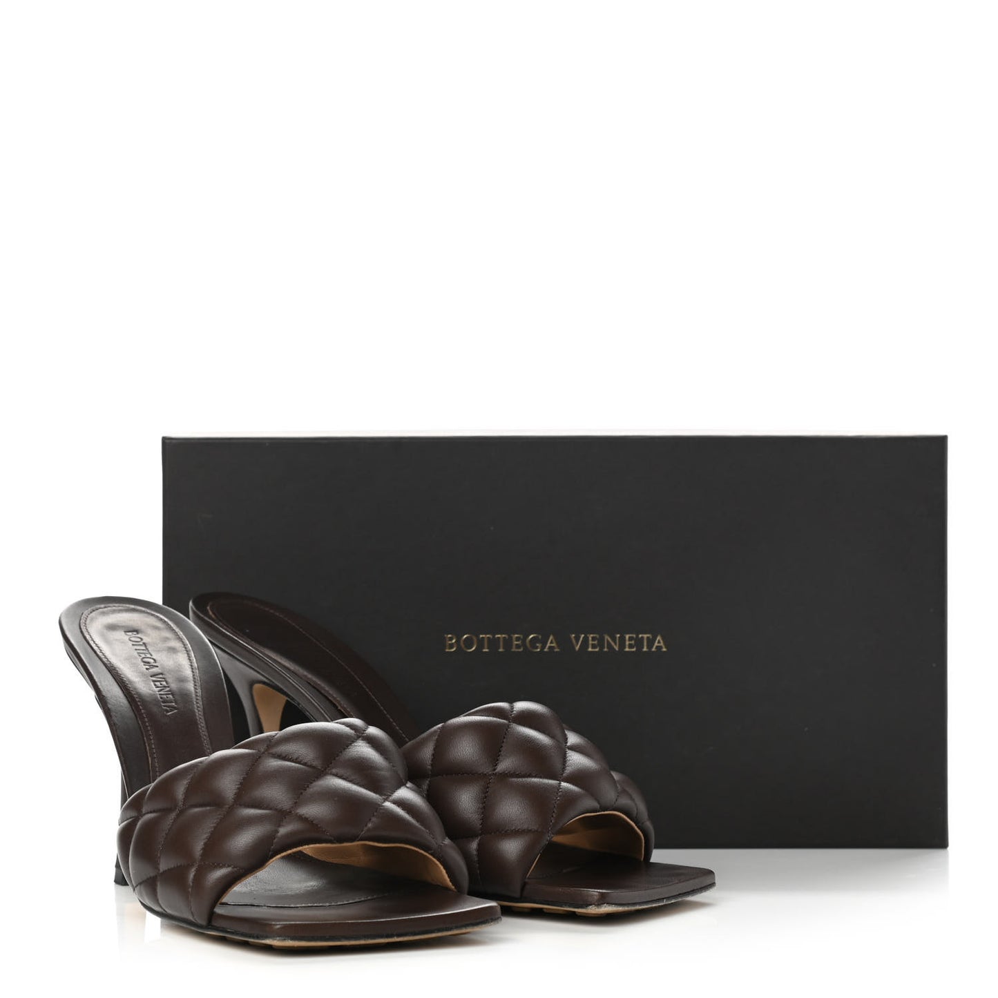 Nappa Matelasse Padded Mule Sandals 40 Chocolate