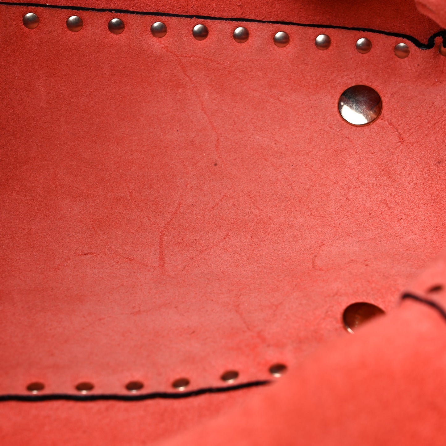 Pebbled Calfskin Medium Rockstud Tote Deep Coral