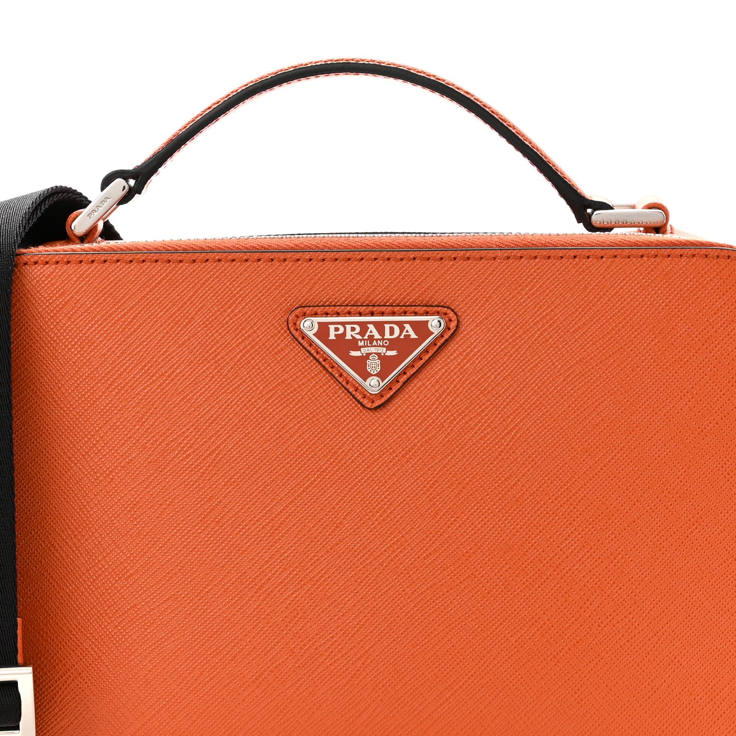 Prada Saffiano Travel Medium Brique Crossbody Bag Papaya 8 of 10