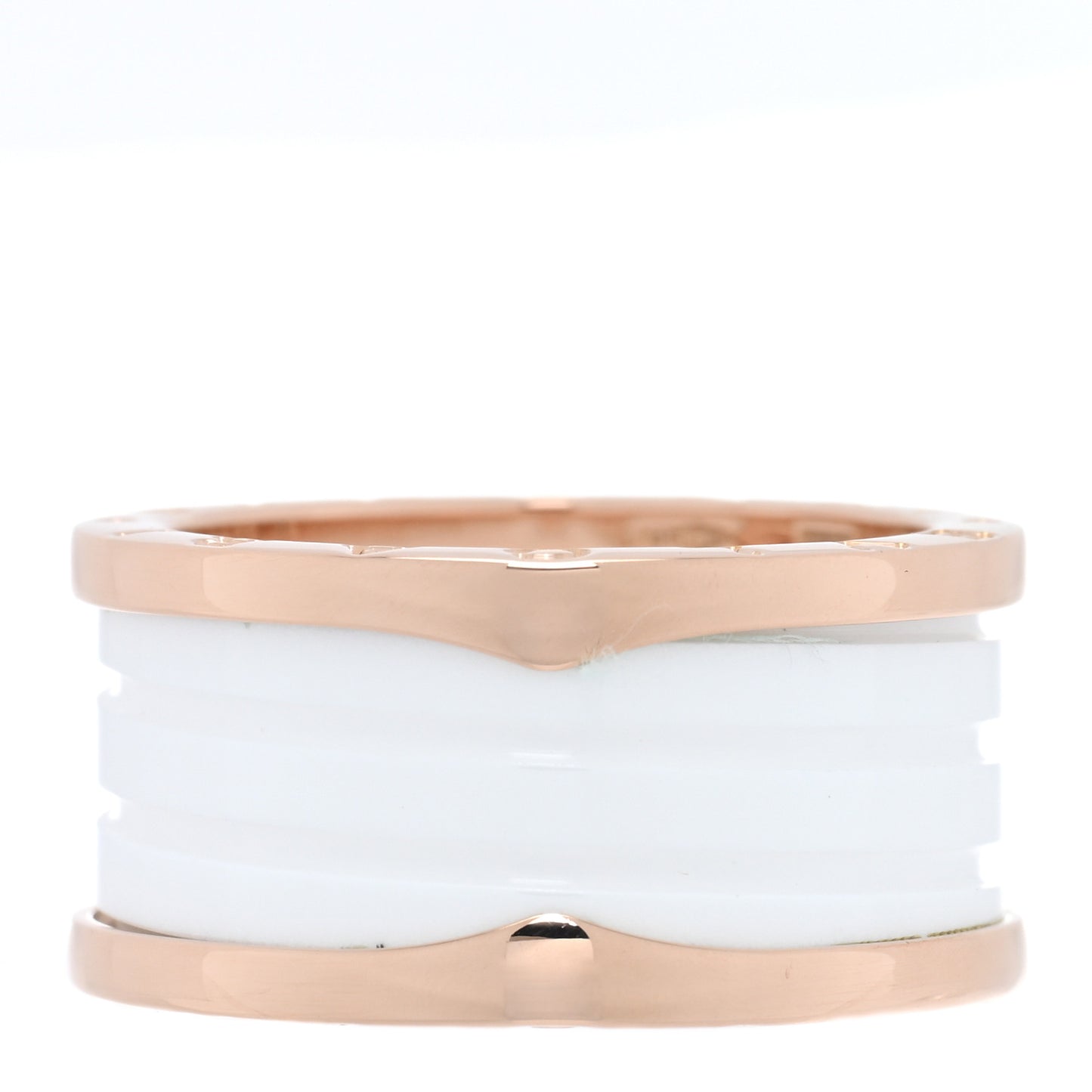 18K Rose Gold White Ceramic B.Zero1 Four-Band Ring 60 9