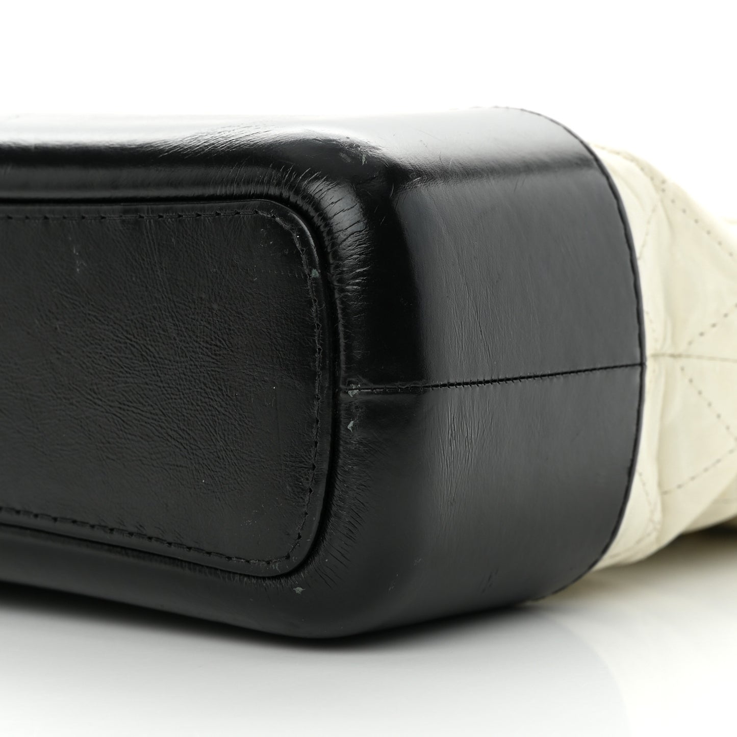 Aged Calfskin Quilted Medium Gabrielle Hobo Black White