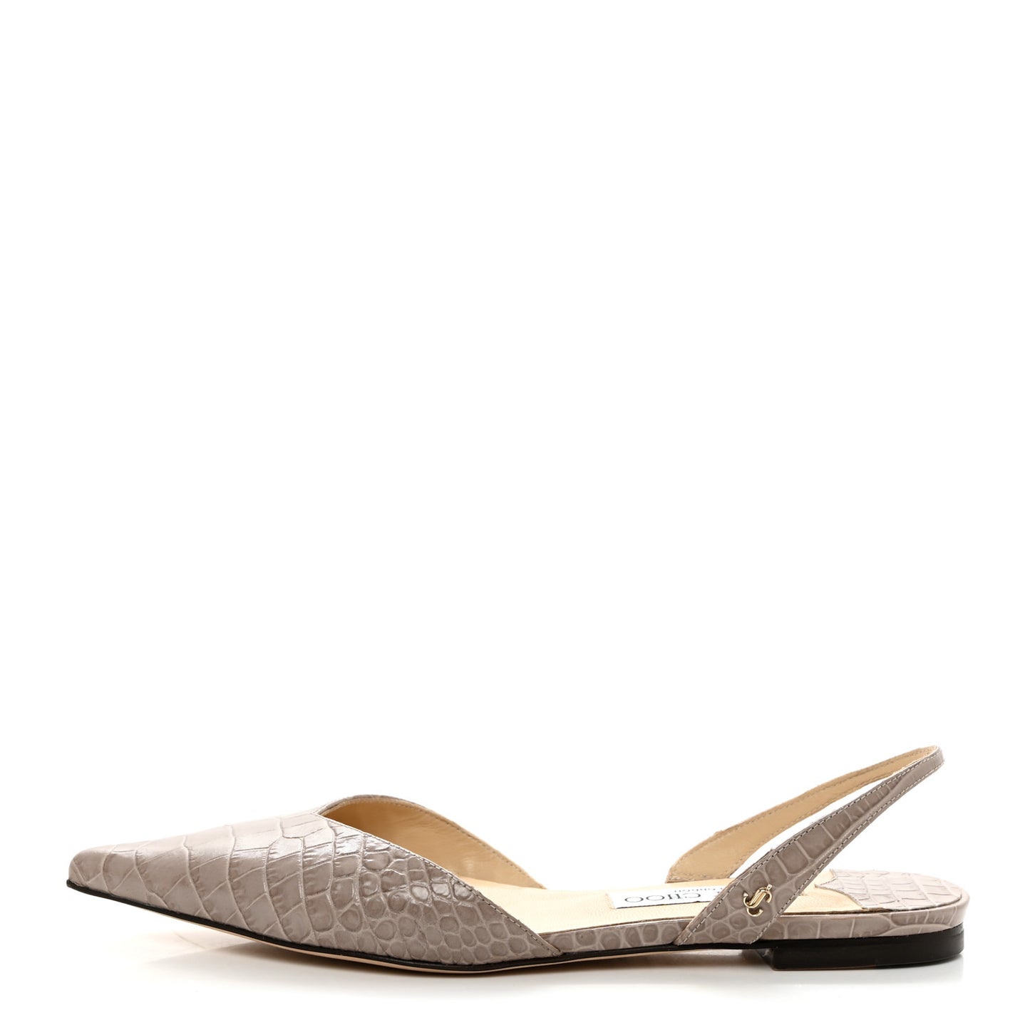 Crocodile Embossed Slingback Flat 37 Beige