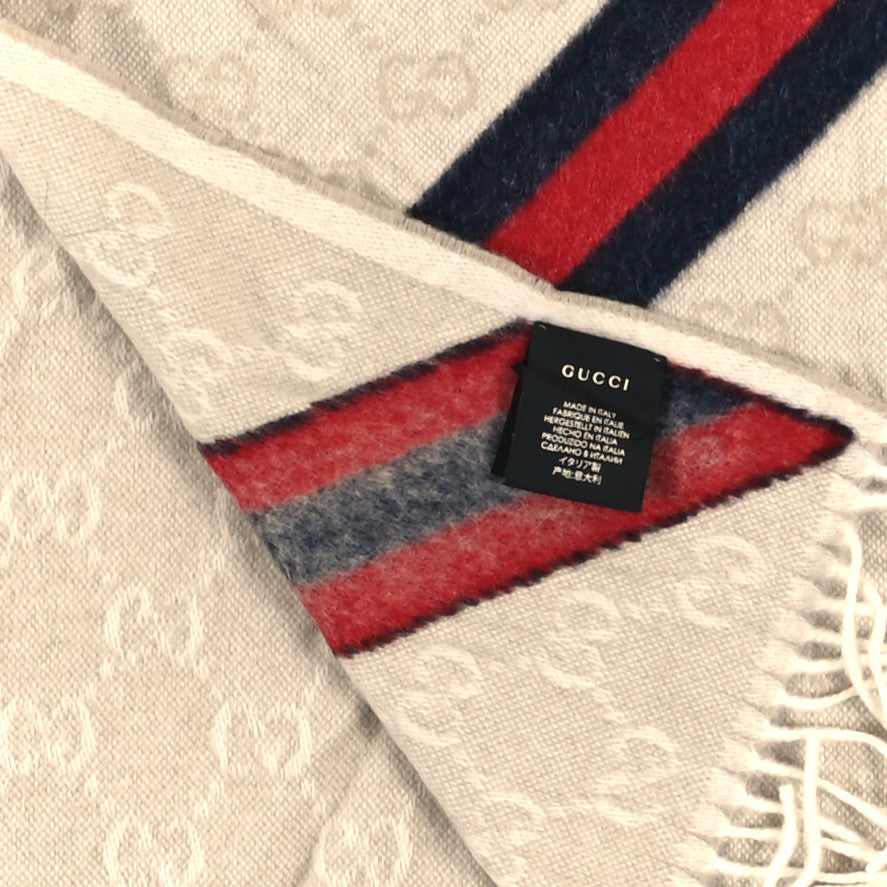 Wool Alpaca Monogram Web New Nikky Scarf Sand Blue