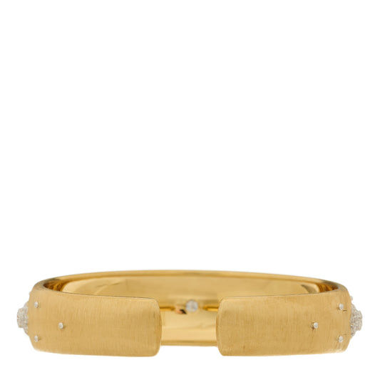 18K Yellow White Gold Diamond Wide Macri Cuff Bracelet