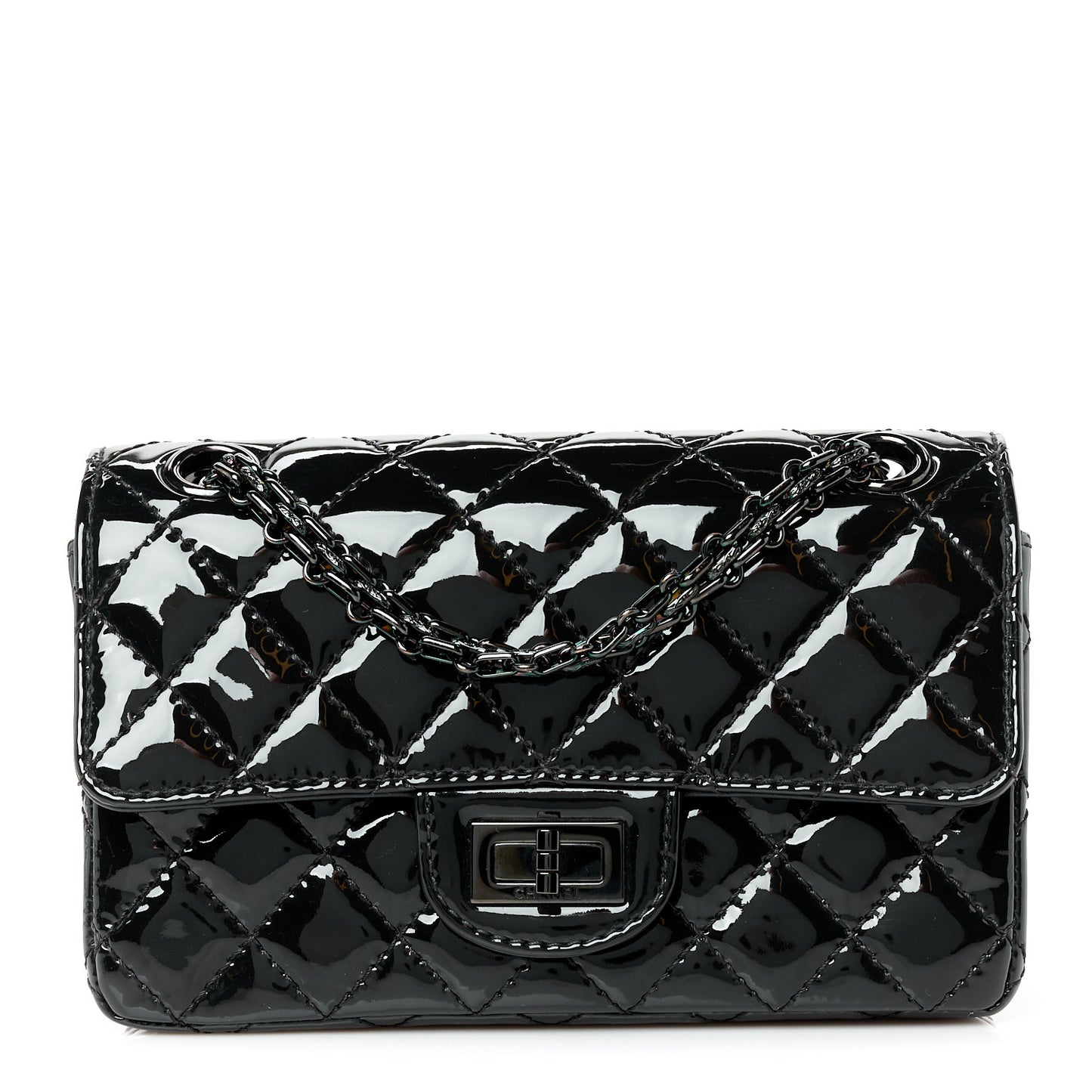 Patent Calfskin Quilted 2.55 Reissue Mini Flap So Black