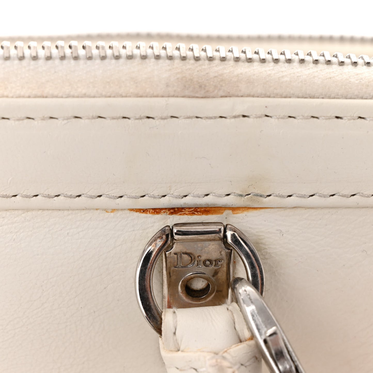 Calfskin Buckle Frame Satchel White