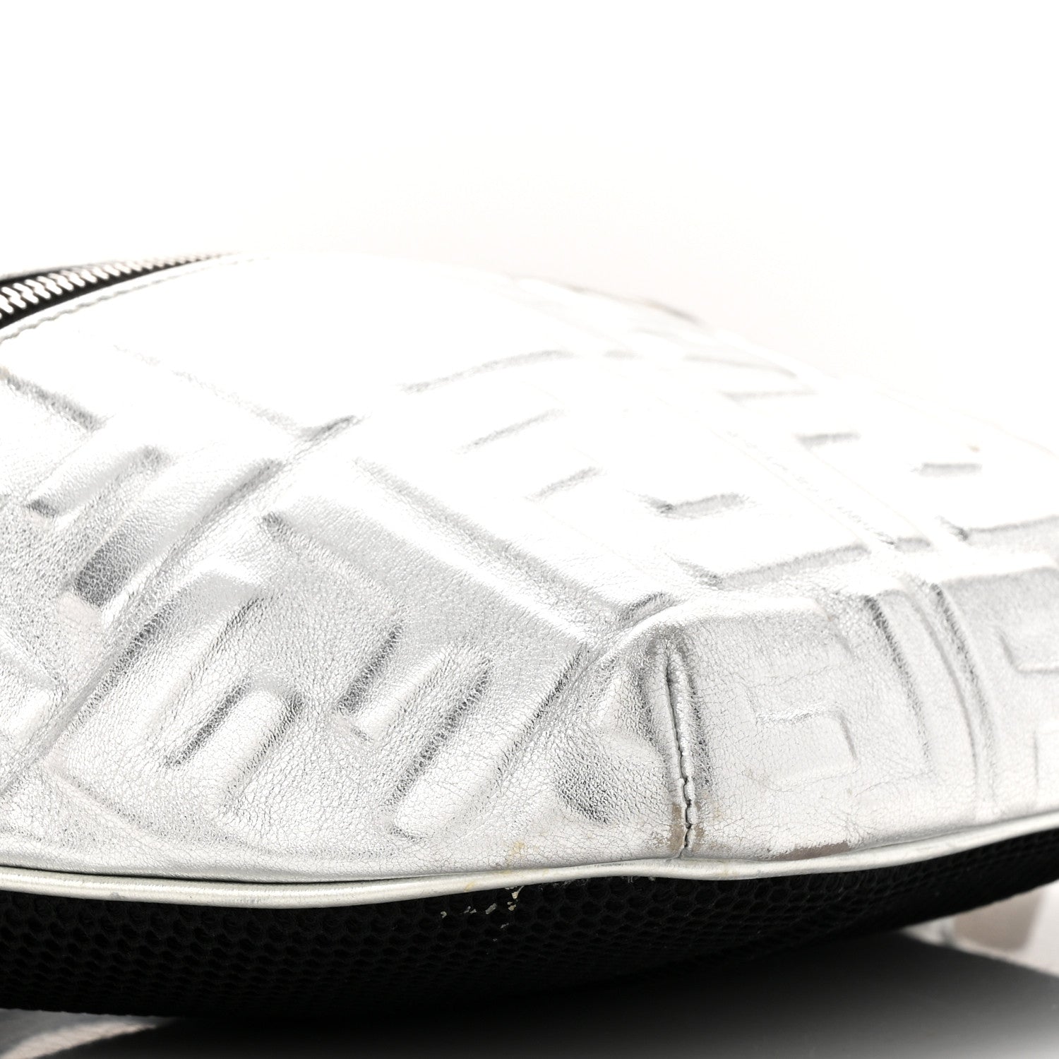 Fendi Vitello Catalan Mirror FF 1974 Embossed Belt Bag Argento 9 of 10