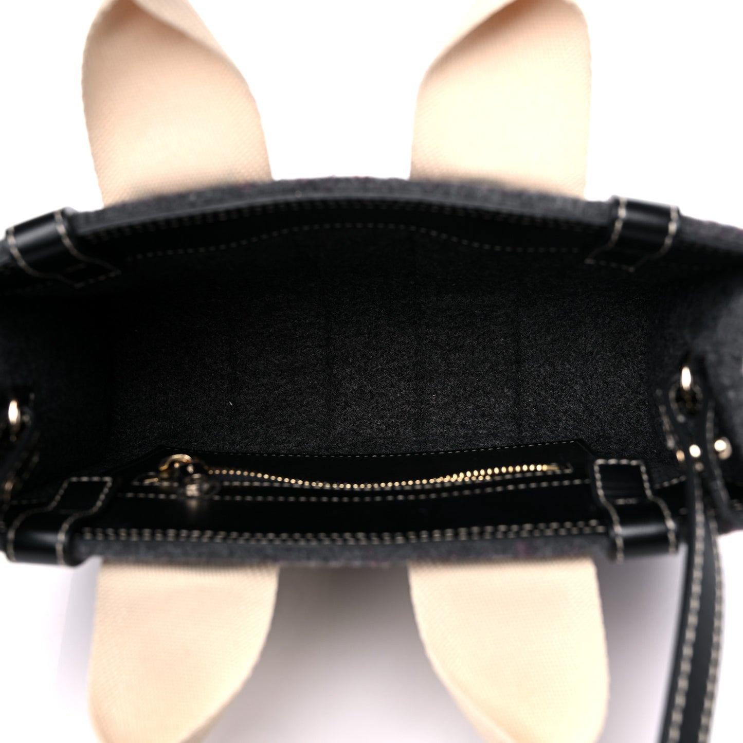 Felt Calfskin Small Woody Ribbon Tote With Strap Cashmere Grey