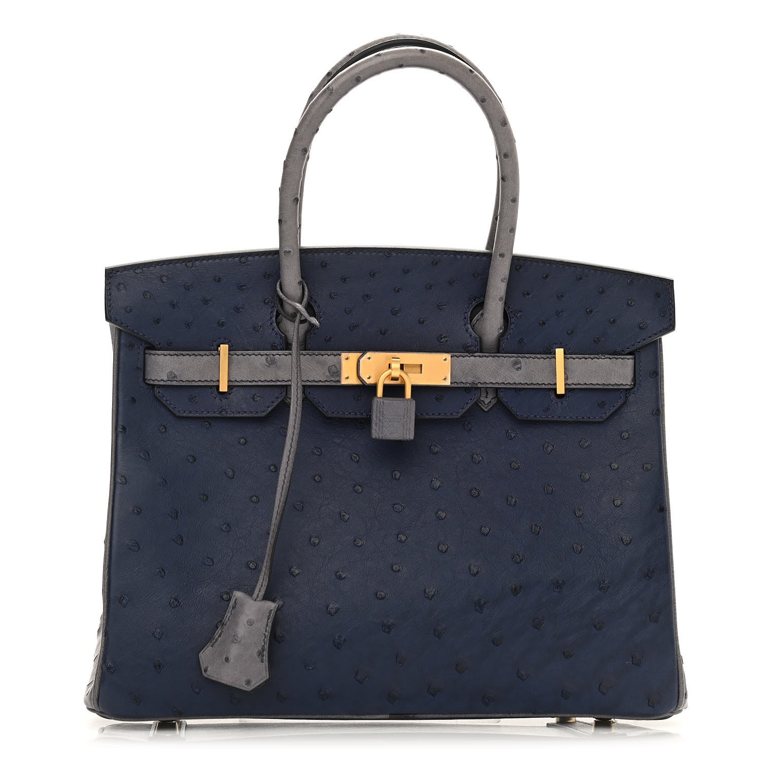 Hermes Ostrich Horseshoe Birkin 30 Bleu Iris Gris Agate 1 of 9
