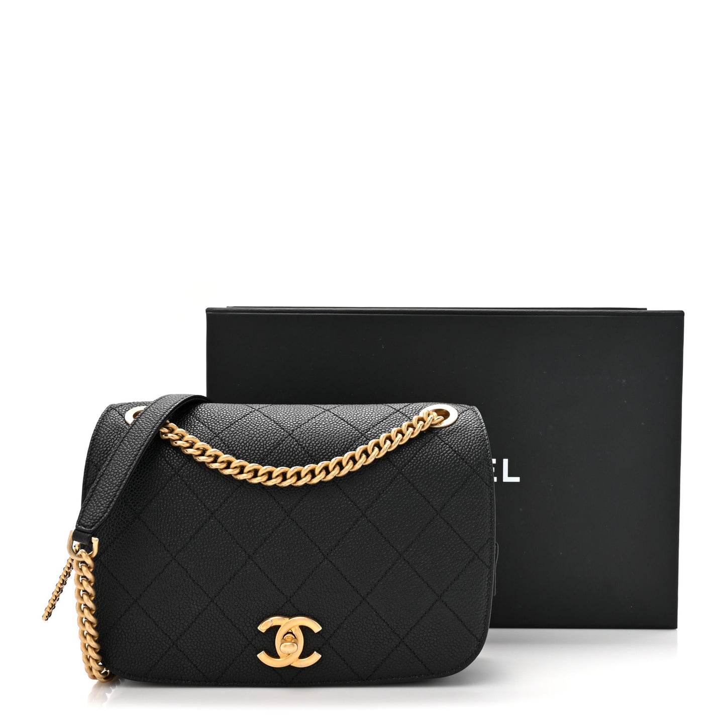 Caviar Diamond Stitched CC Medium Flap Bag Black