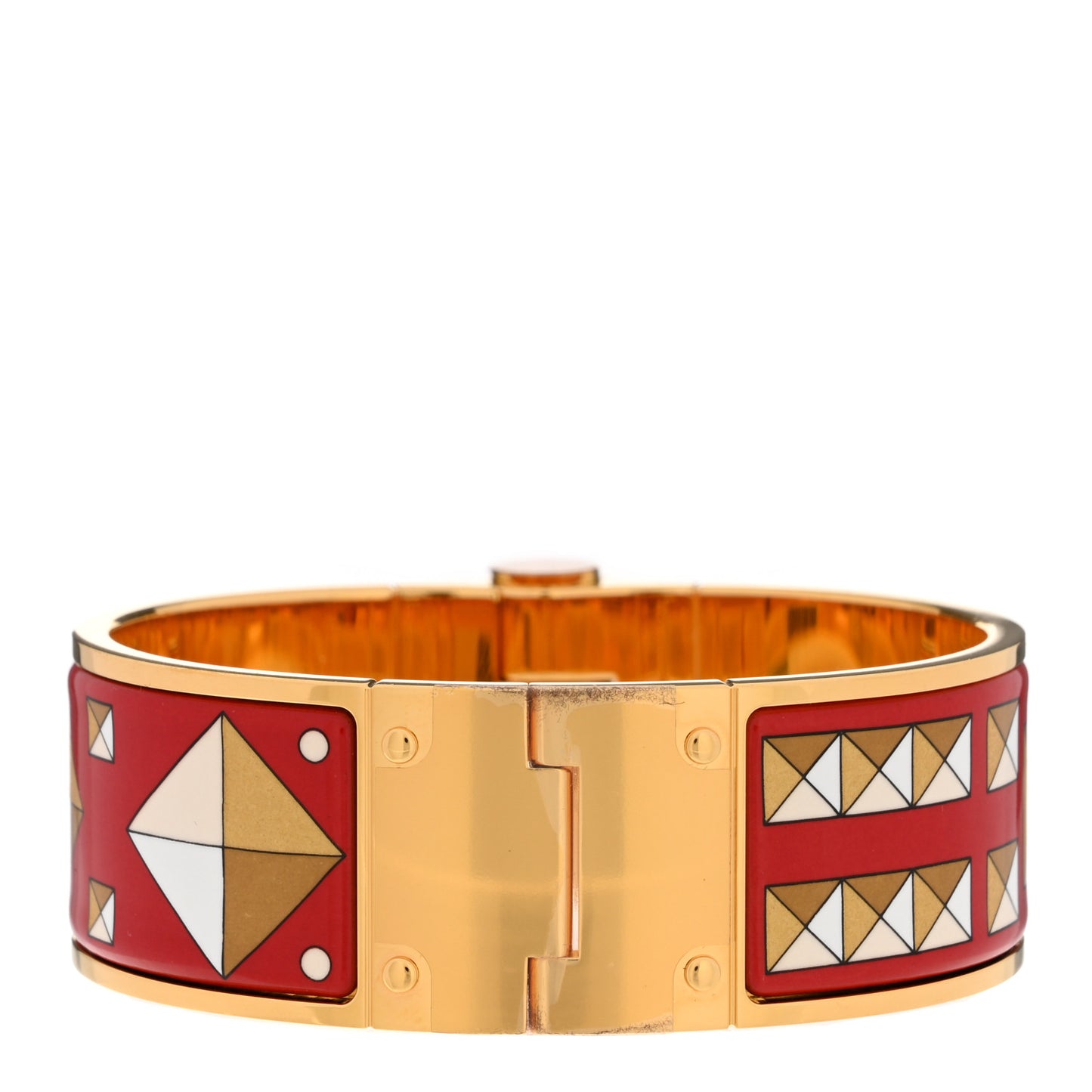Enamel Printed Wide Colliers De Chiens Hinged Bracelet L La Vie En Rouge