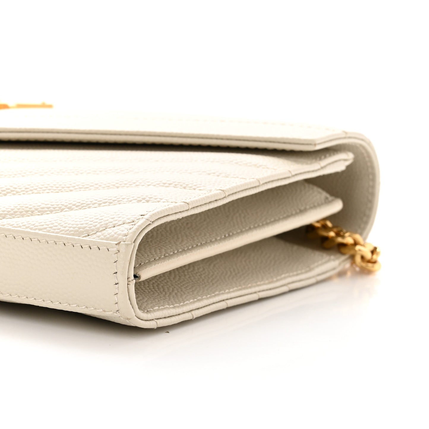 Grain De Poudre Matelasse Chevron Monogram Chain Wallet Crema Soft