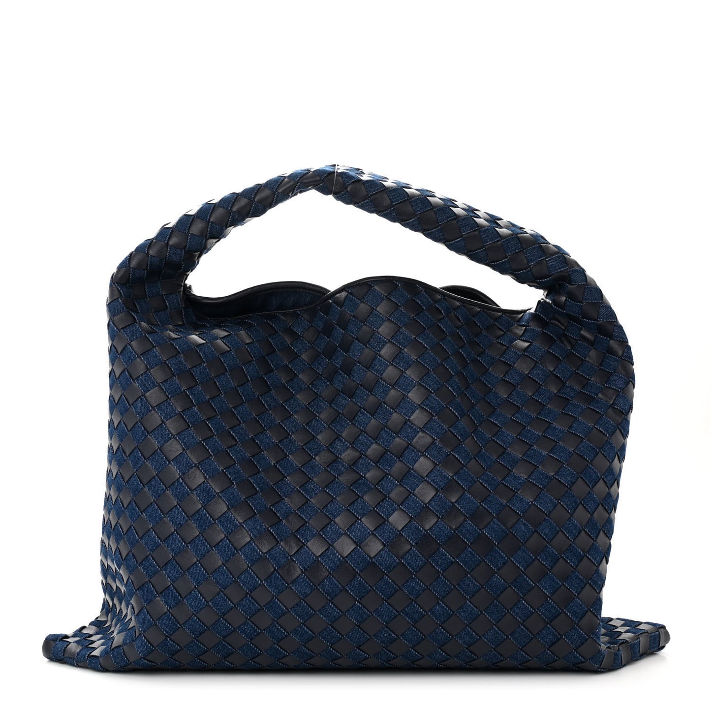 Denim Calfskin Intrecciato Large Hop Abyss Indigo
