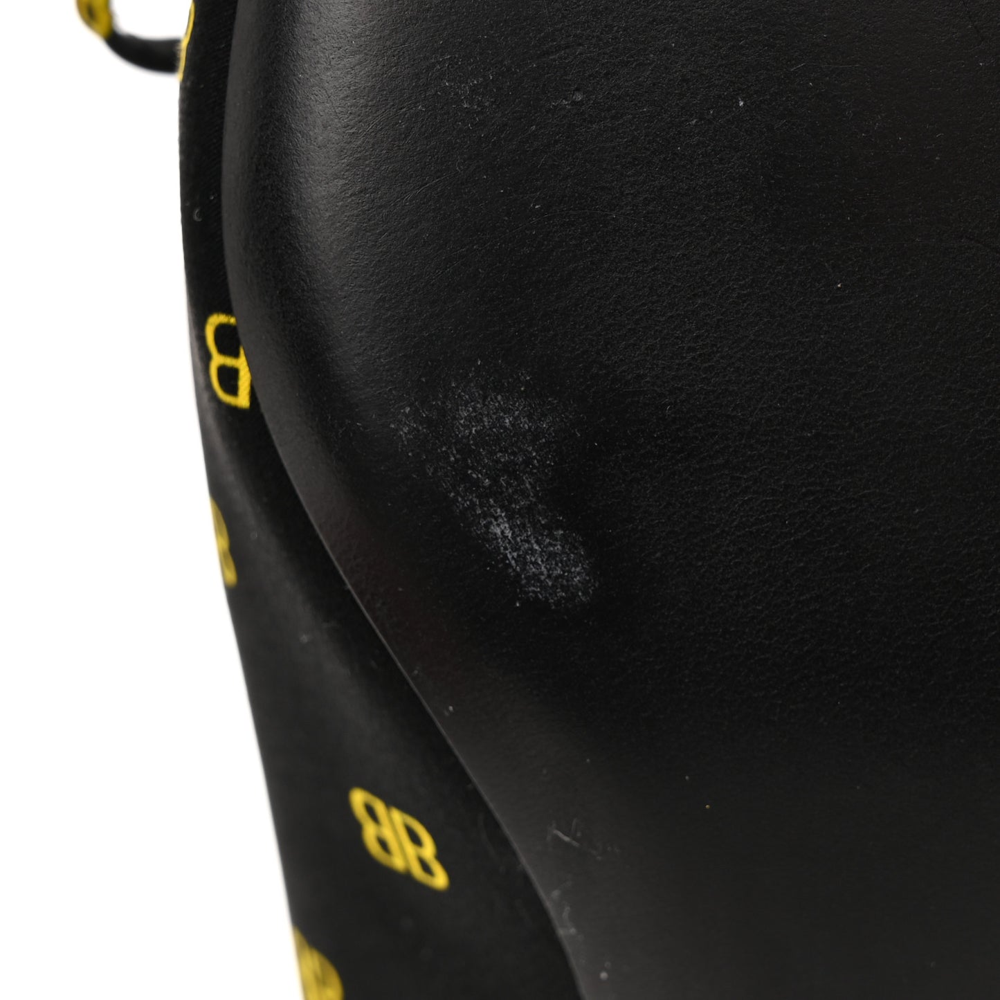 Crepe Satin BB Printed Pointy Toe Knife Flat 40mm Mules 36 Black Yellow Fluo