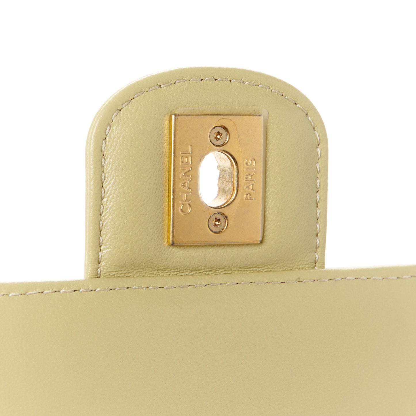 Shiny Lambskin Quilted Mini Flap Green