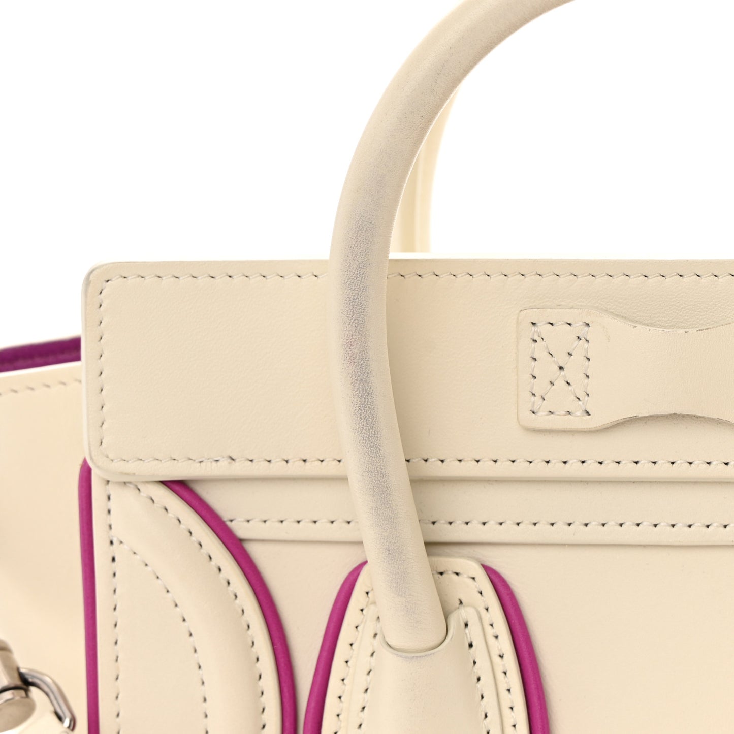 Smooth Calfskin Nano Luggage White Magenta