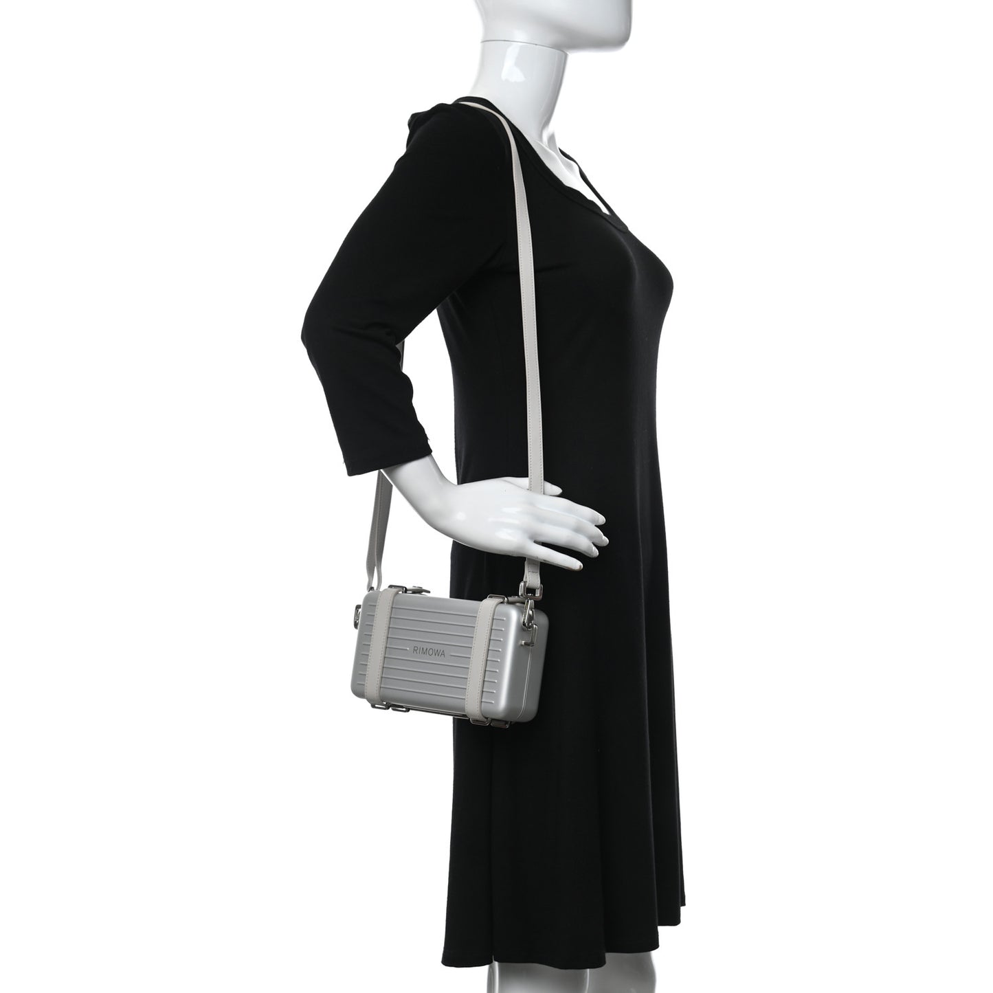 X RIMOWA Aluminum Personal Clutch On Strap Silver