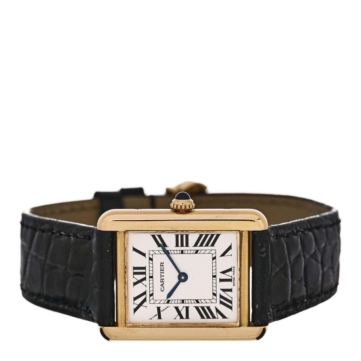 Stainless Steel 18K Yellow Gold Alligator 24mm Tank Solo Quartz Watch