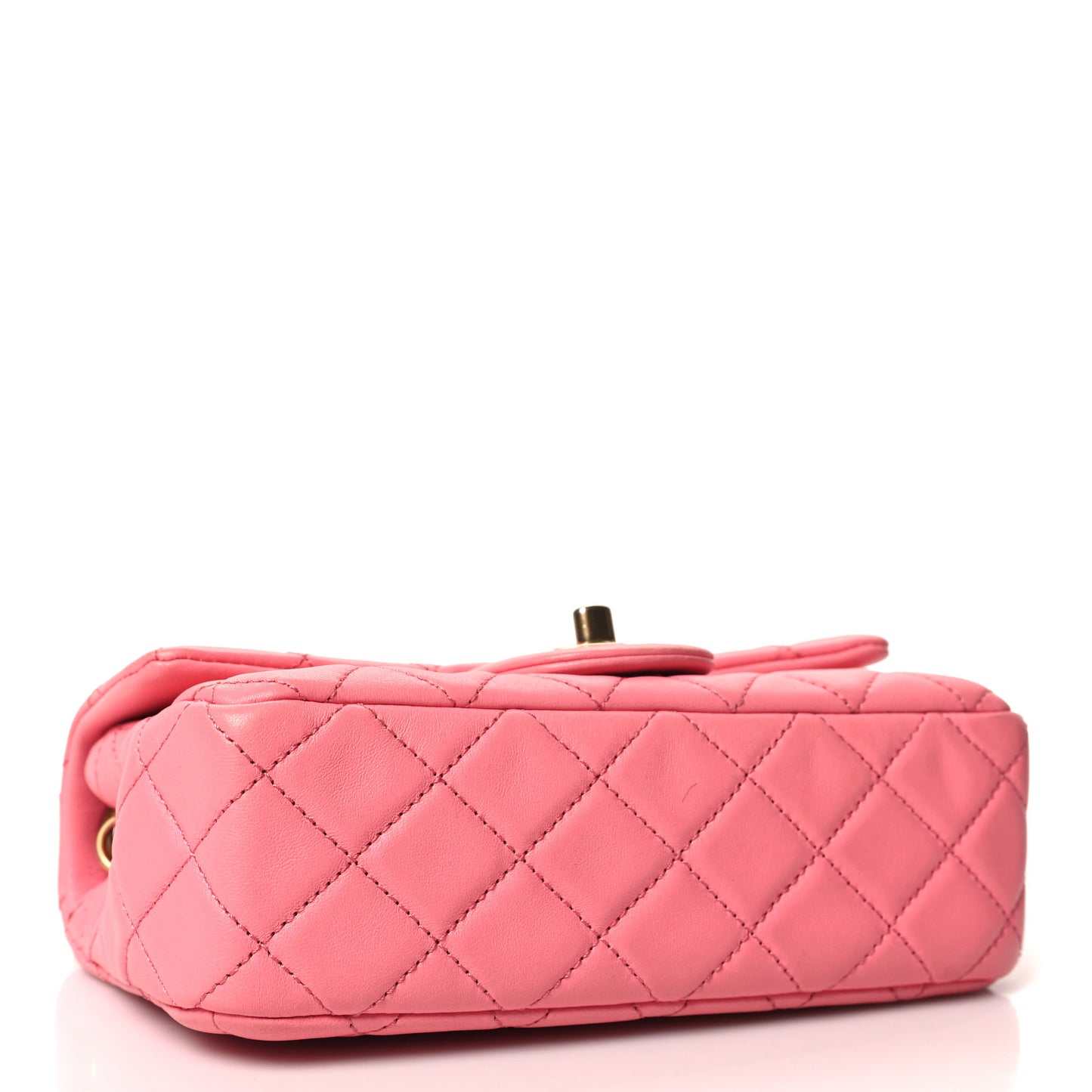 Lambskin Quilted Mini Rectangular Pearl Crush Flap Pink