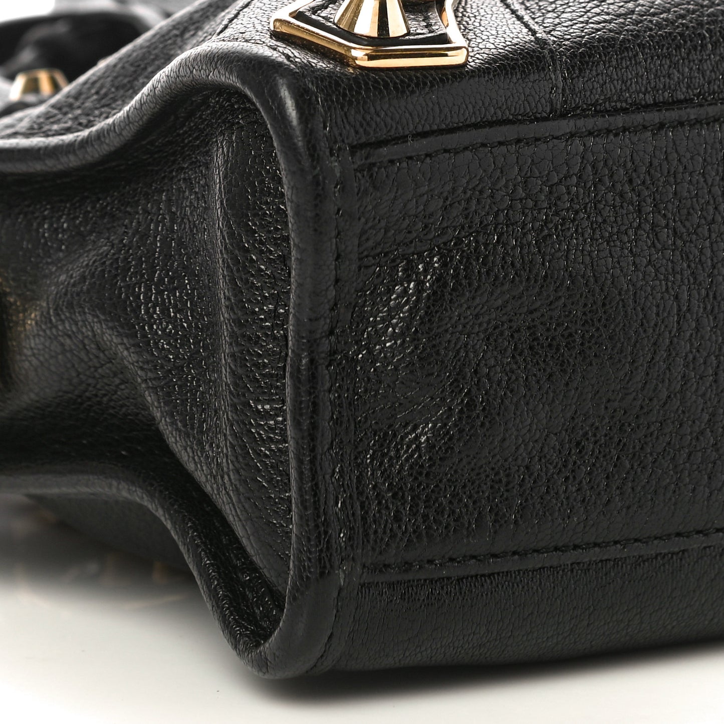 Chevre Gold Metallic Edge Hardware Mini City Black