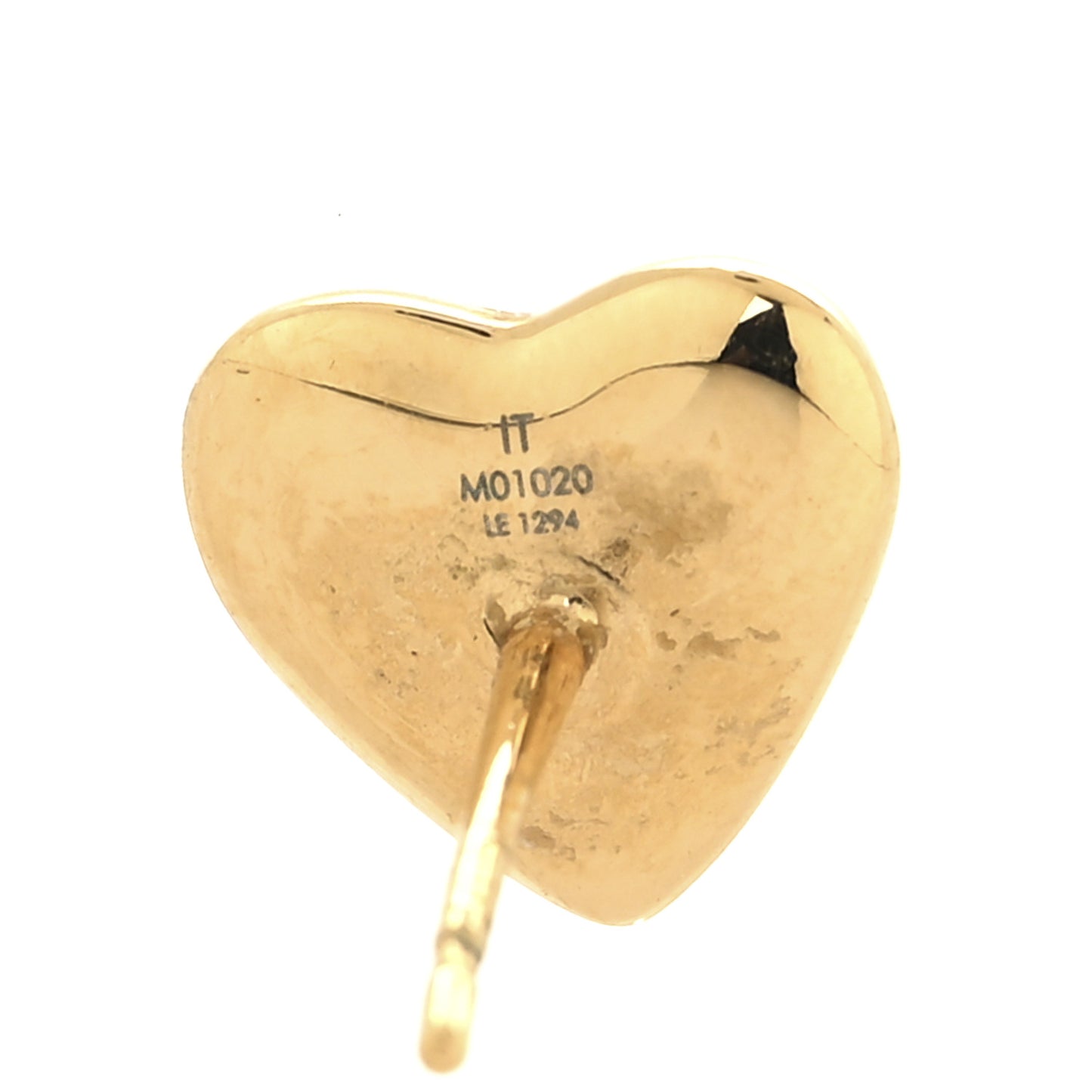 Metal LV Heart Stud Earrings Gold