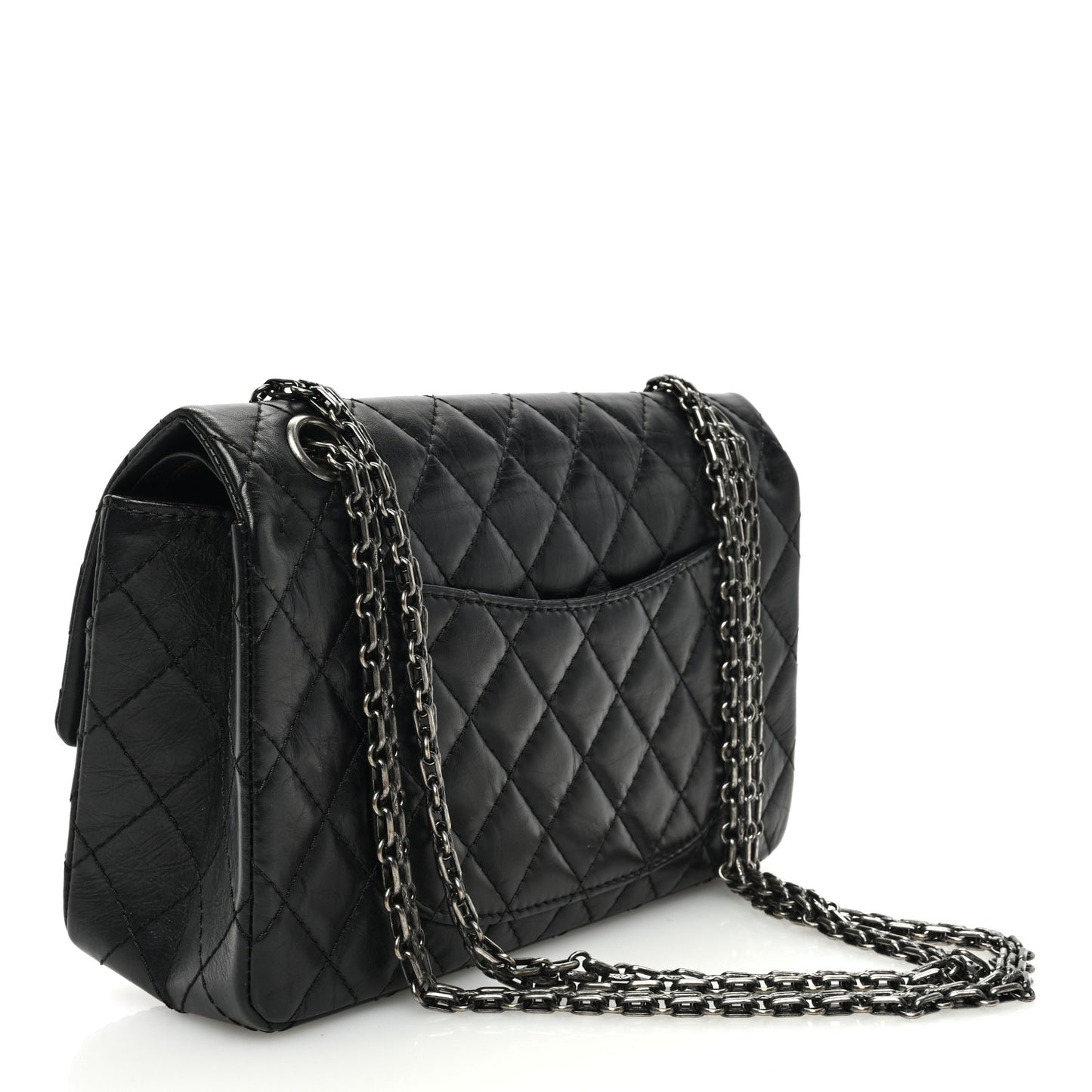 Aged Calfskin Quilted 2.55 Reissue 225 Flap Black