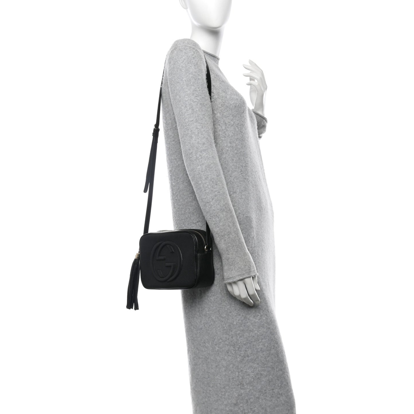 Pebbled Calfskin Small Soho Disco Bag Black