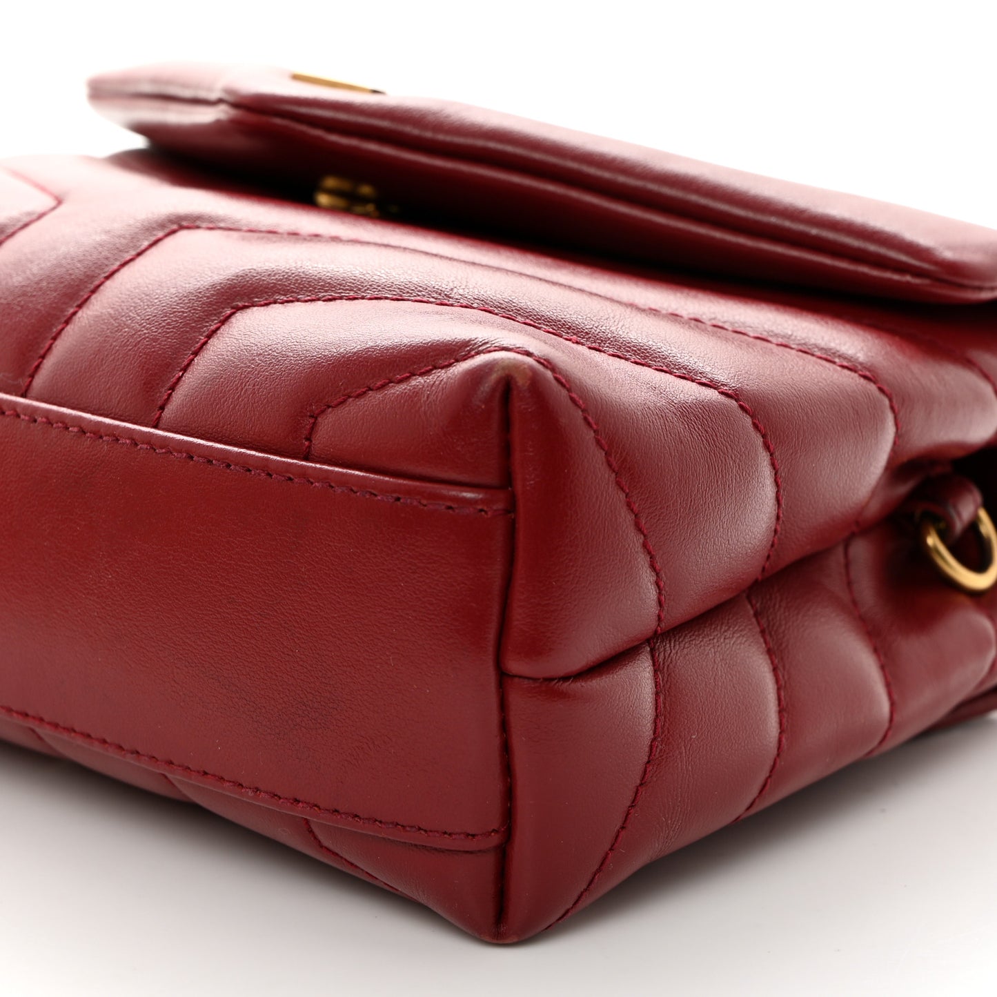 Calfskin Y Quilted Monogram Toy Loulou Crossbody Bag Rouge