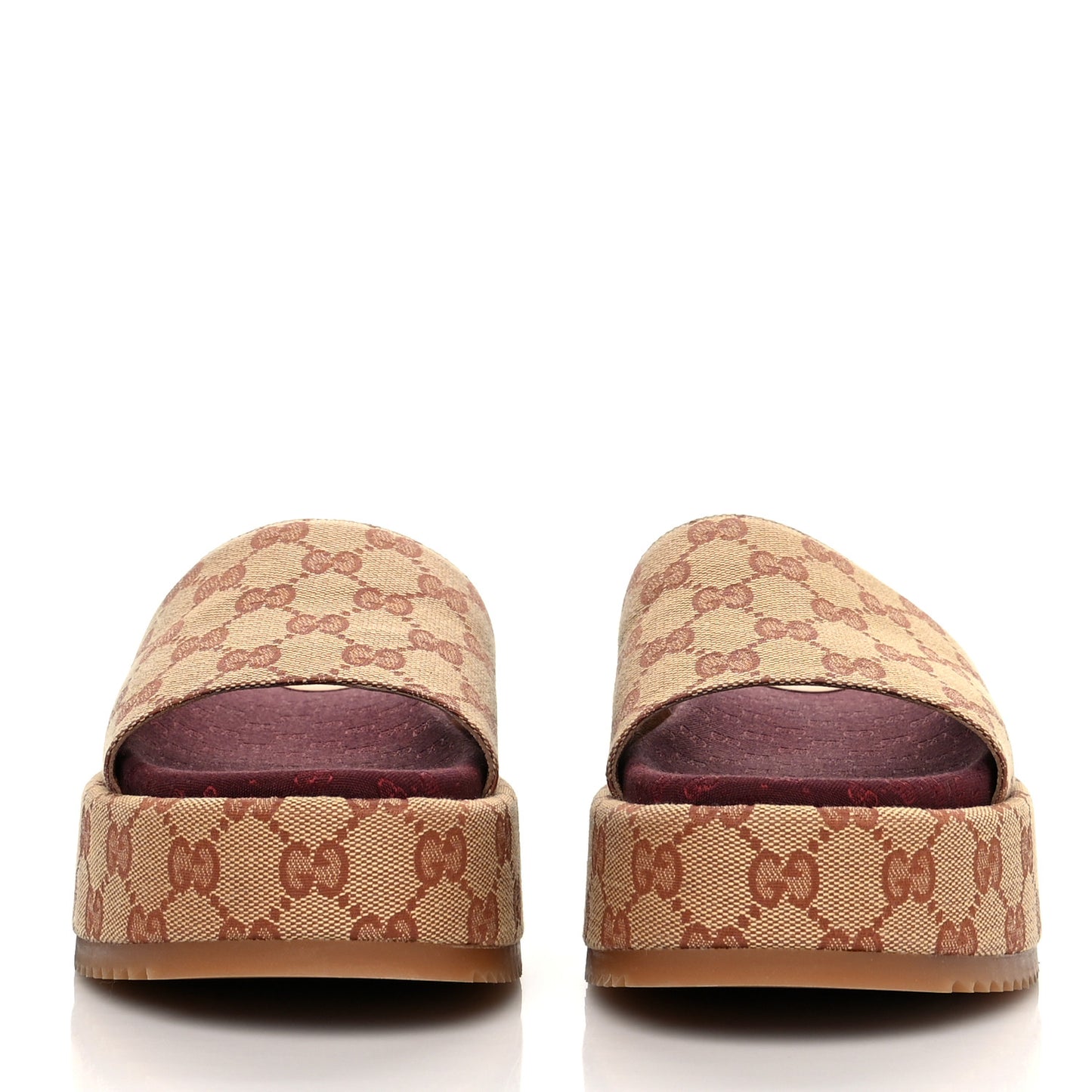 Canvas GG Monogram Angelina Platform Slide Sandals 39.5 Beige Ruggine