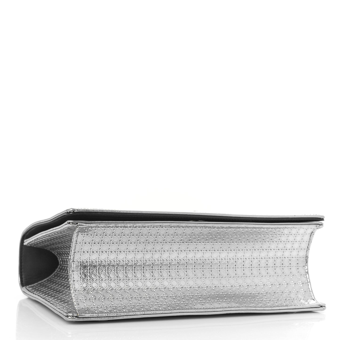 Metallic Patent Micro-Cannage Medium Diorama Flap Bag Silver