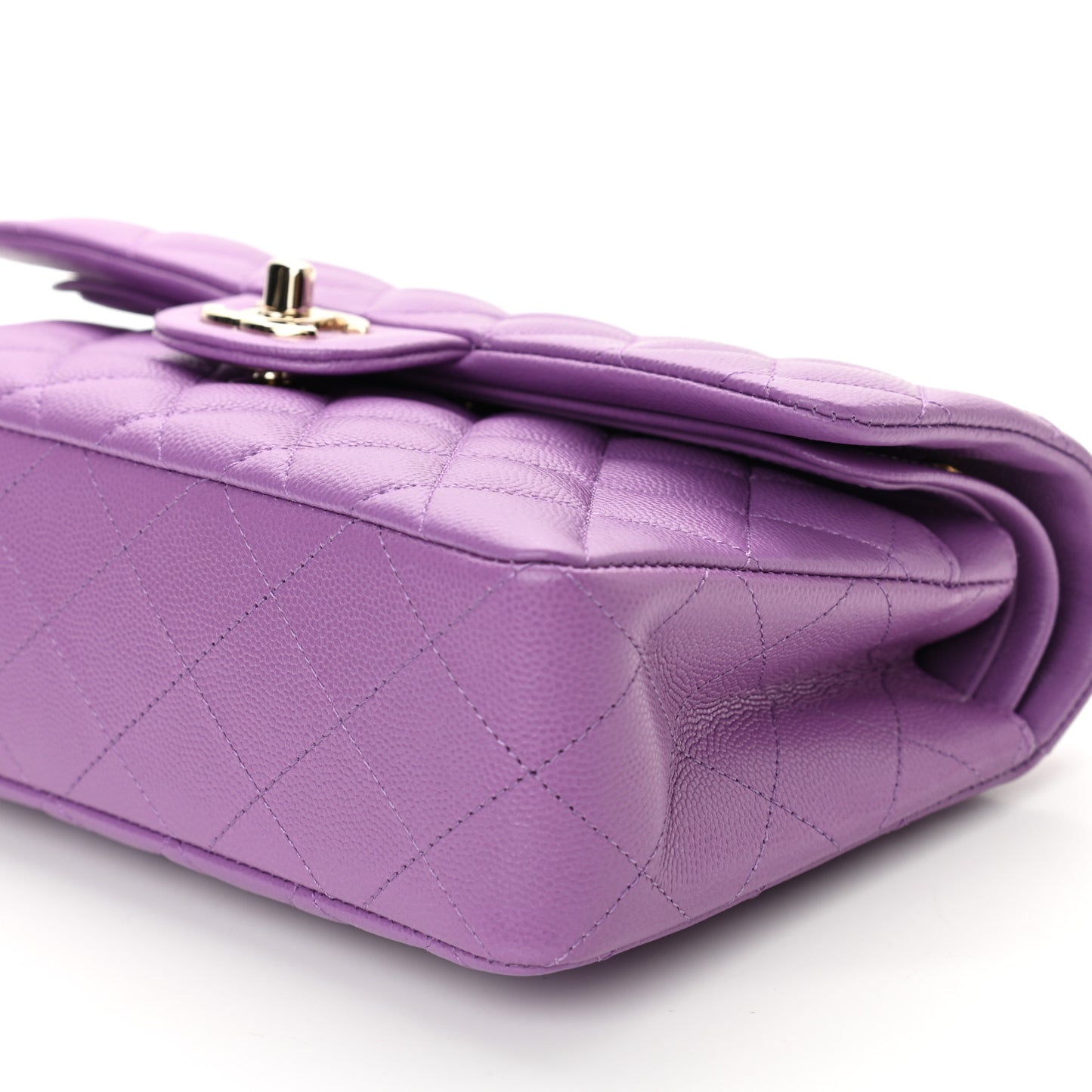 Caviar Quilted Small Double Flap Purple