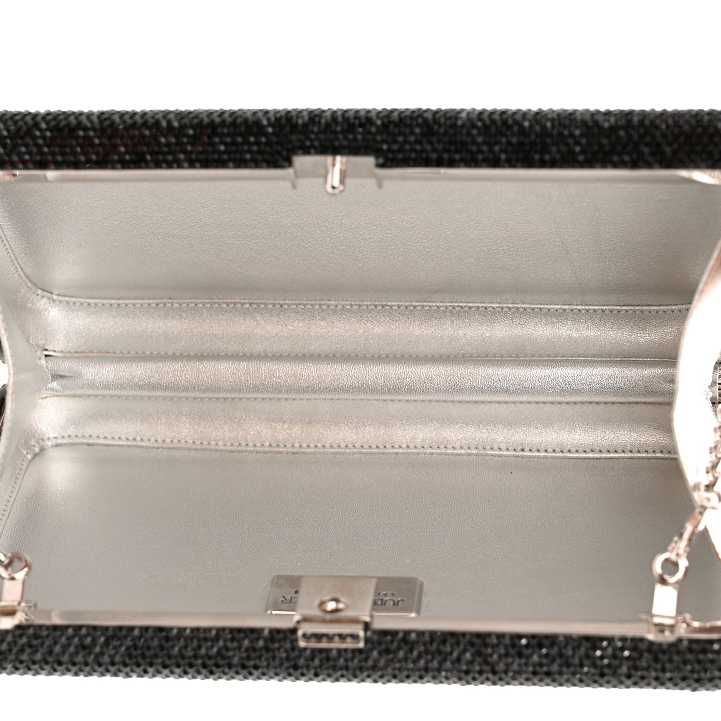 Crystal Bespoke Slim Slide Clutch Black Silver