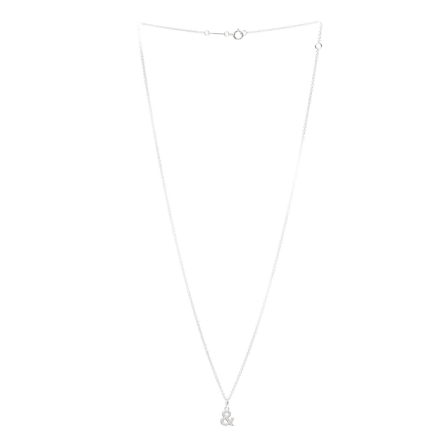 18K White Gold Diamond Small Ampersand Pendant Necklace