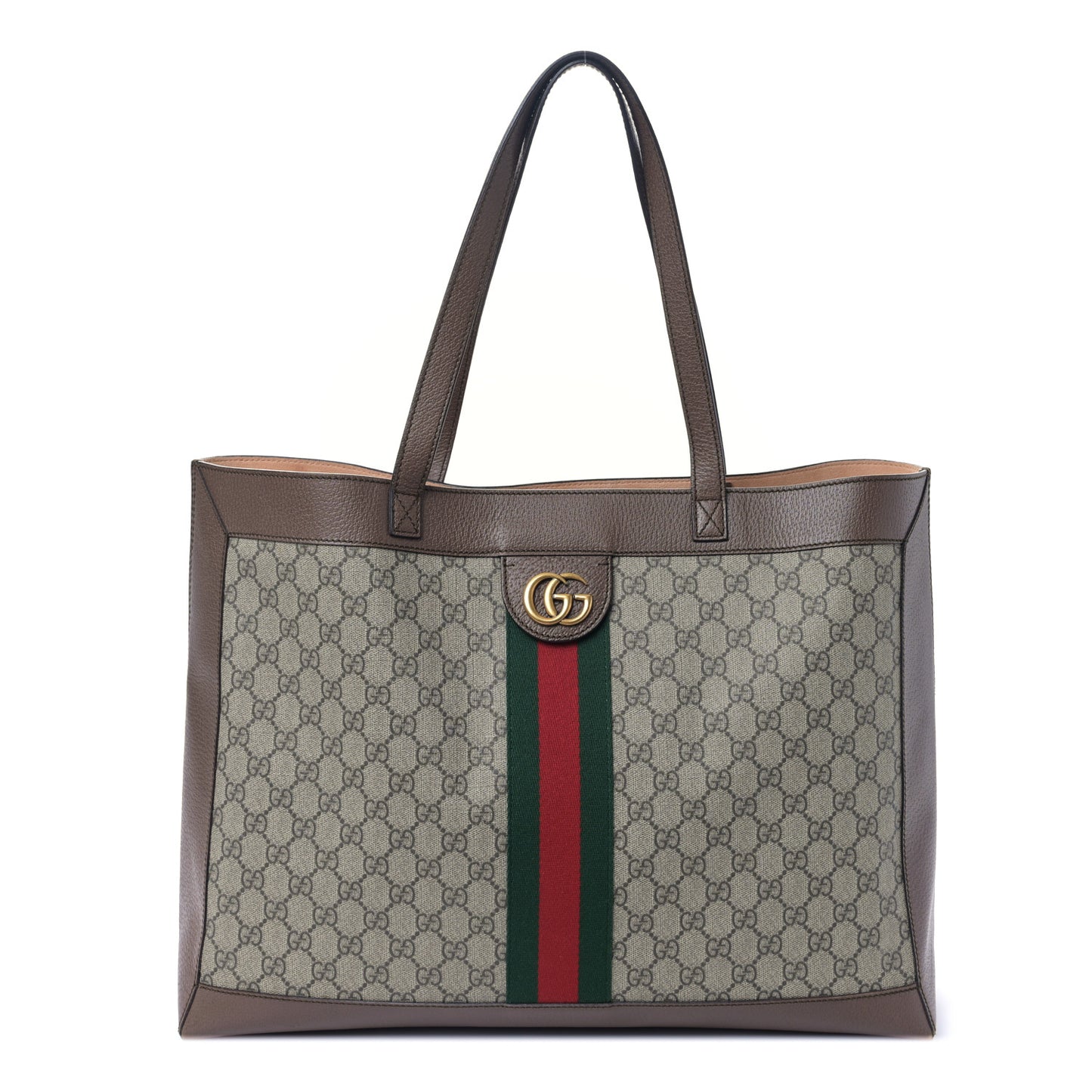 GG Supreme Monogram Web Ophidia Tote Brown