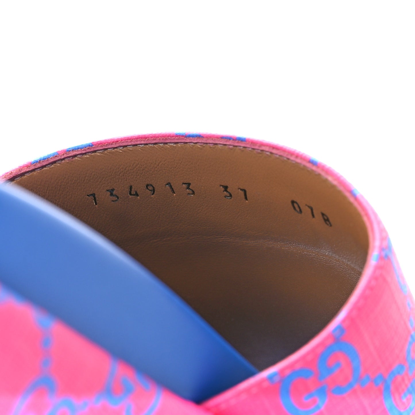 GG Supreme Joy Monogram Angelina Platform Slide Sandals 37 Fuxia Blue