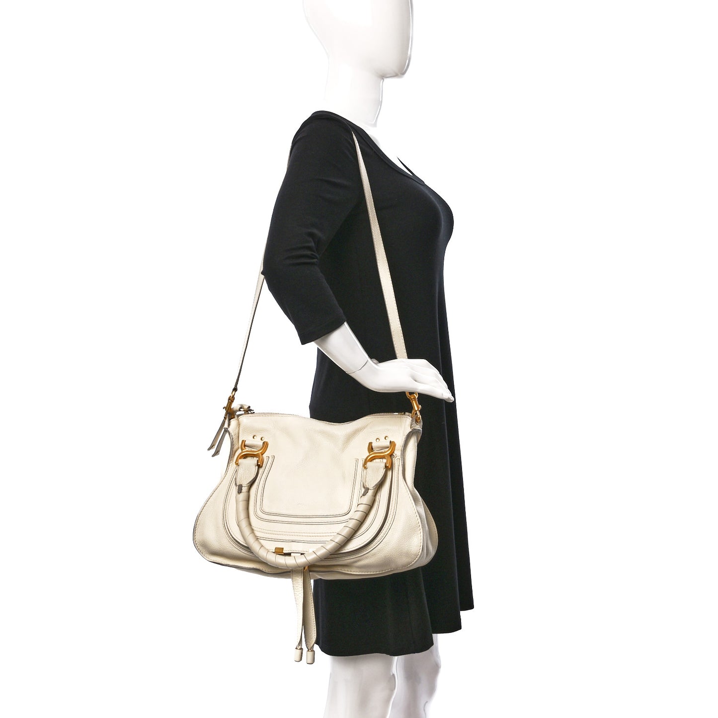 Calfskin Medium Marcie Satchel Cream