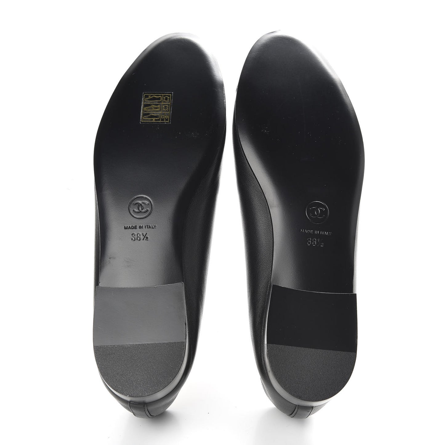 Lambskin Patent Cap Toe Ballerina Flats 38.5 Black