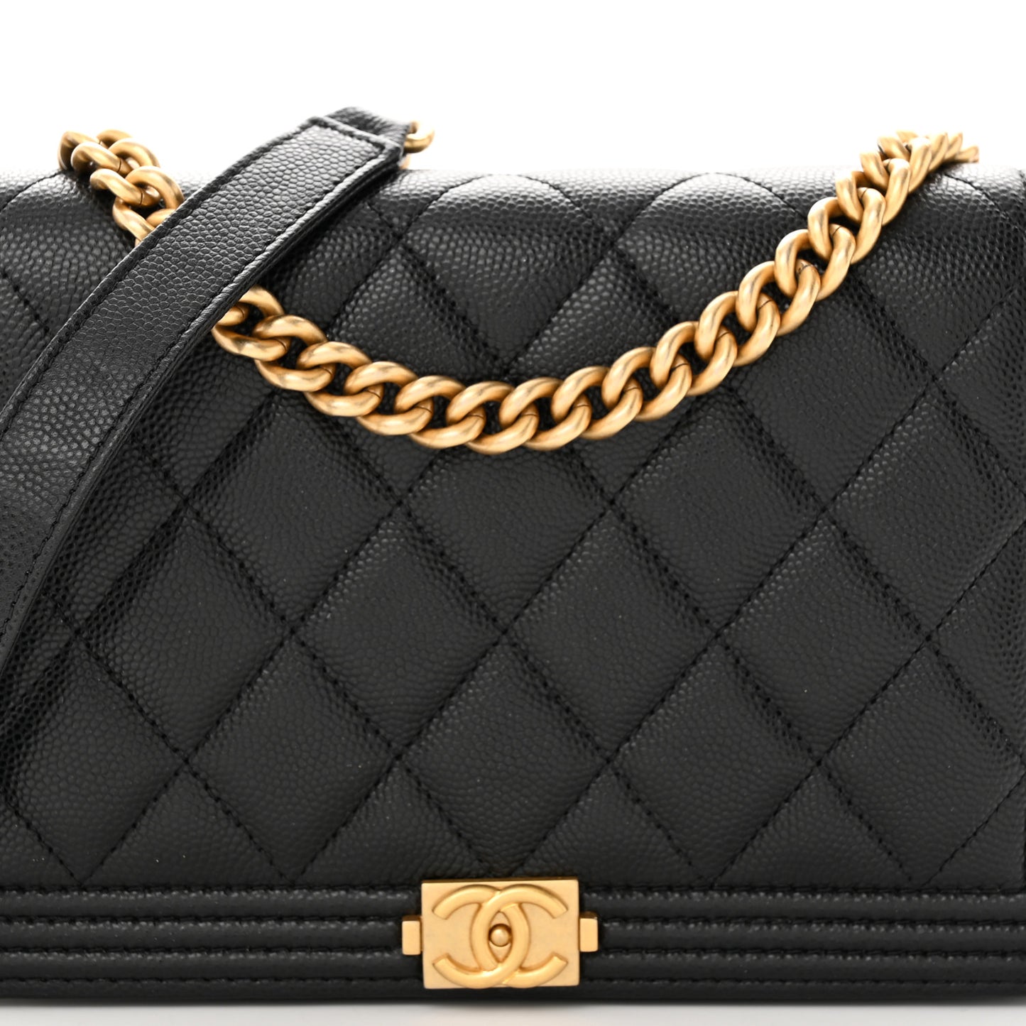 Caviar Quilted Boy Wallet On Chain WOC Black