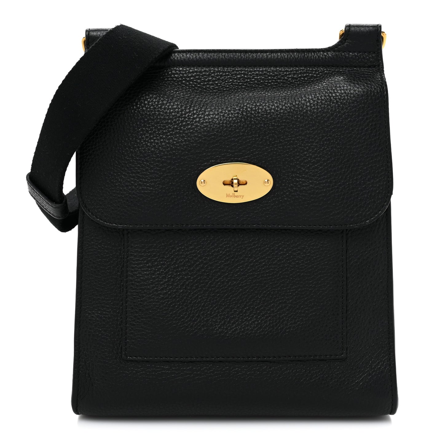 Natural Grain Calfskin Antony Messenger Crossbody Black