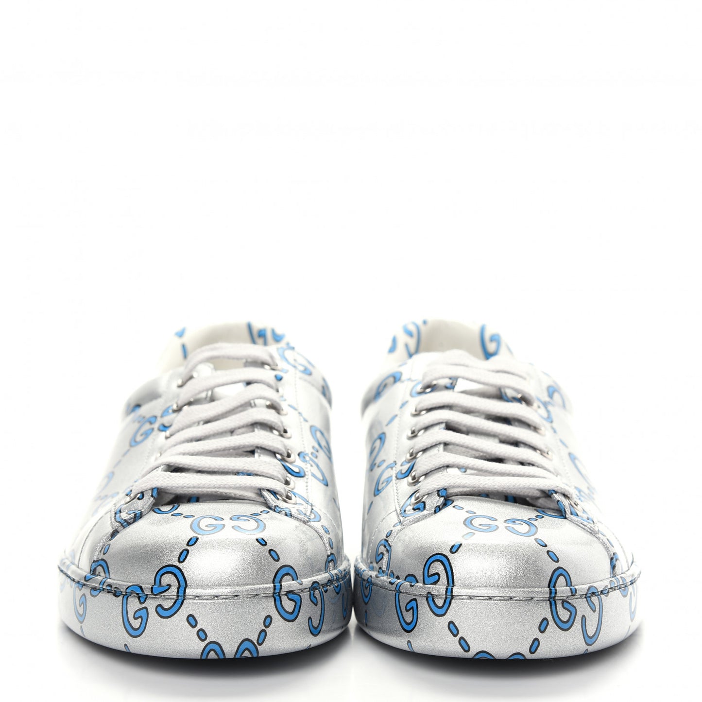 Miro Rubber Wax GucciGhost Print Mens New Ace Sneakers 8 Silver