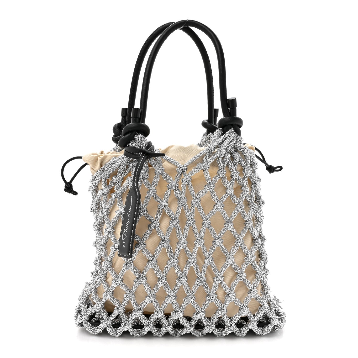 3.1 Phillip Lim Metallic Faux Leather Macrame Mini Sac Bag Silver