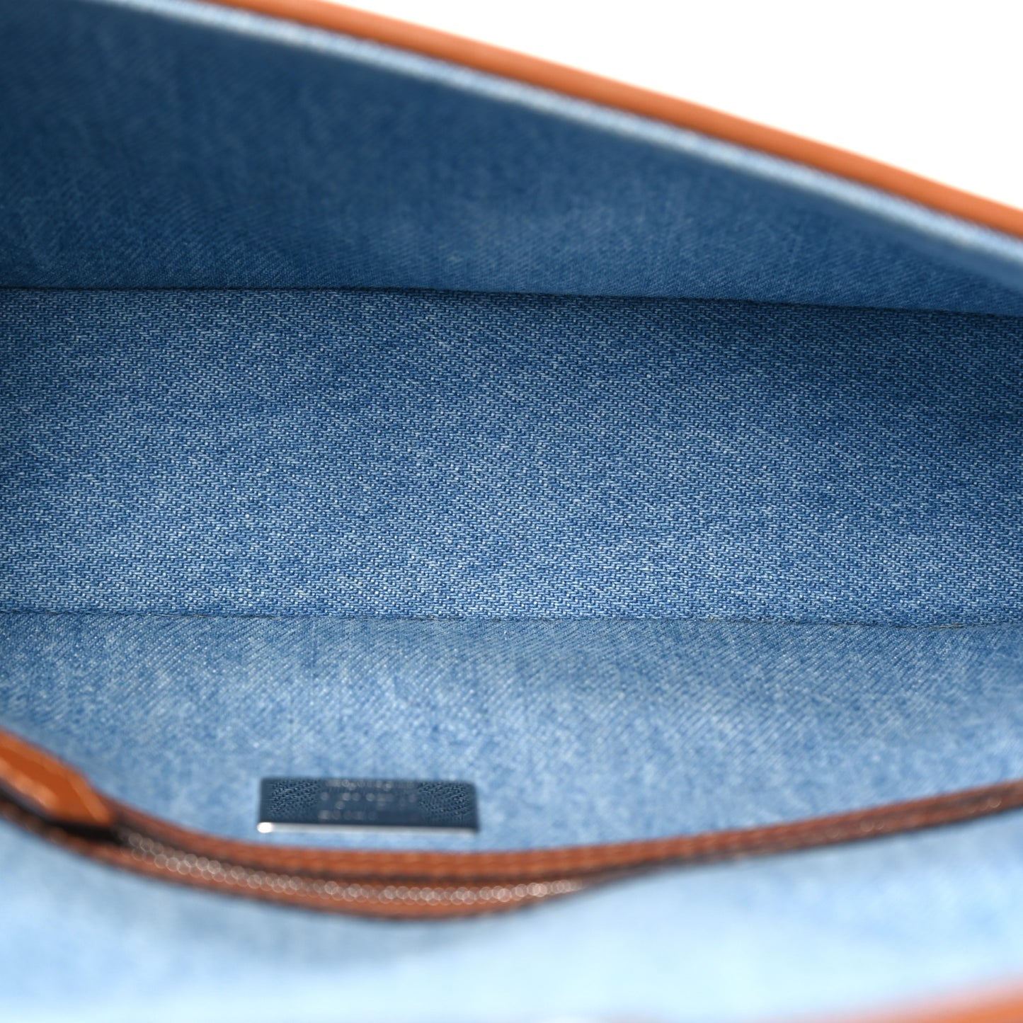 Denim Vitello King FF Embroidered Baguette Denim Chiaro Brandy