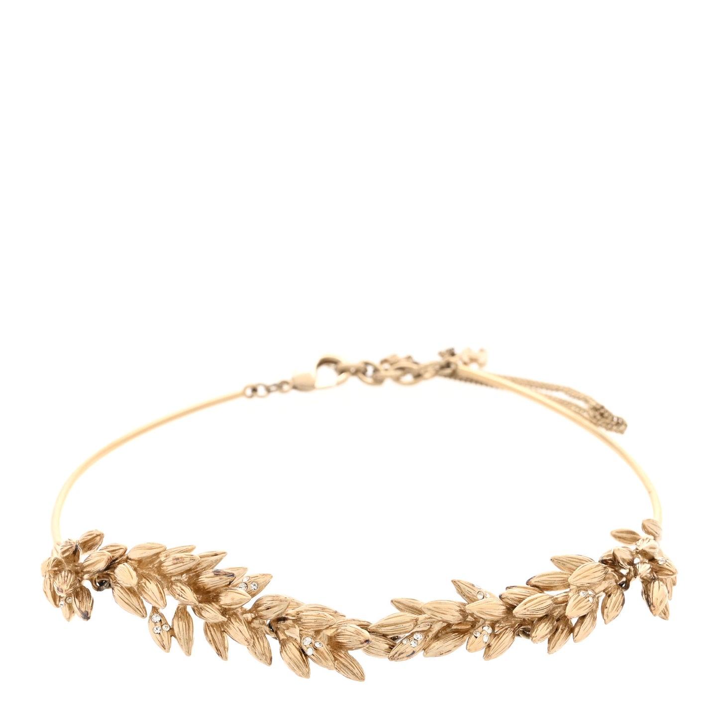 Crystal CC Sheath of Wheat Choker Necklace Gold