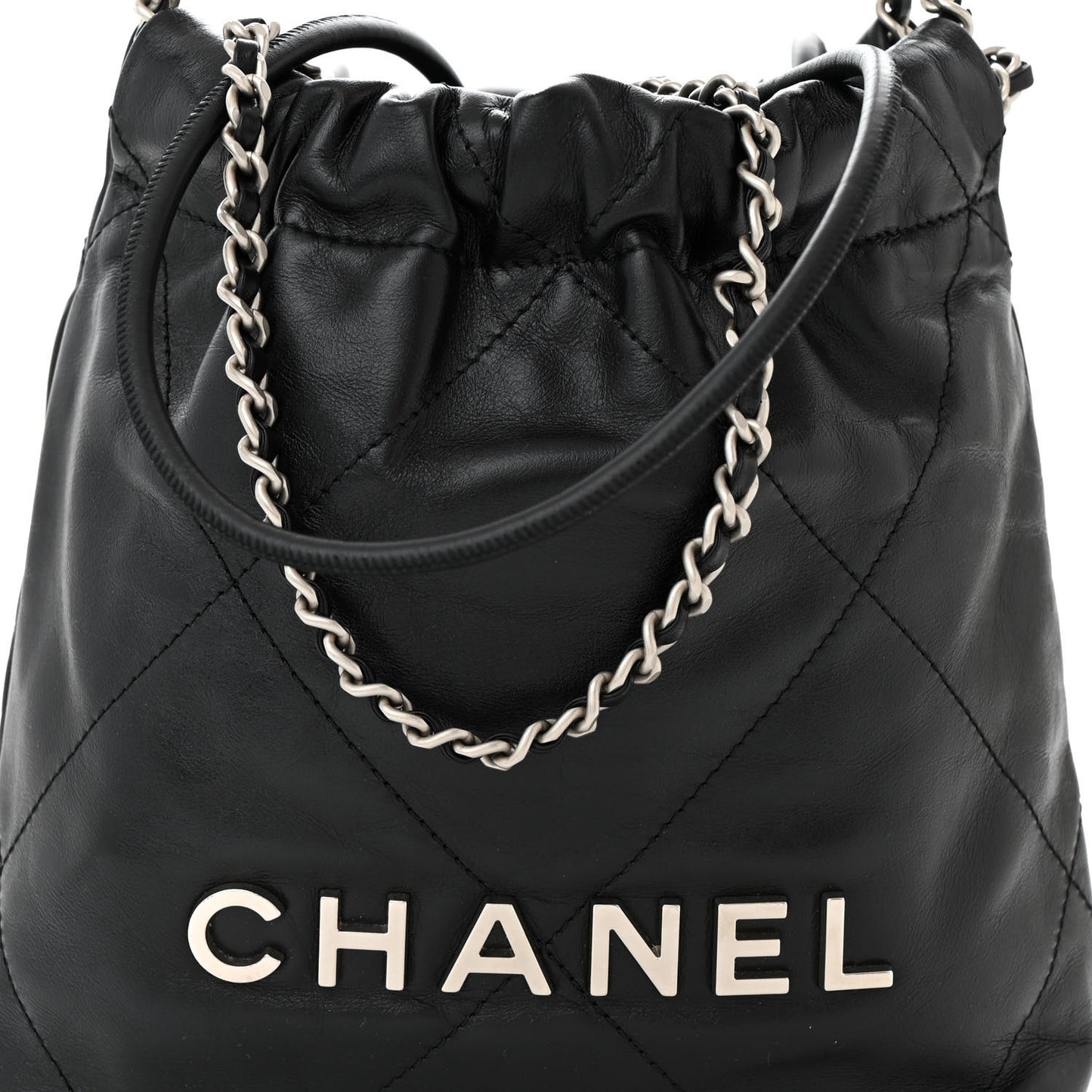 Shiny Calfskin Quilted Mini Chanel 22 Black