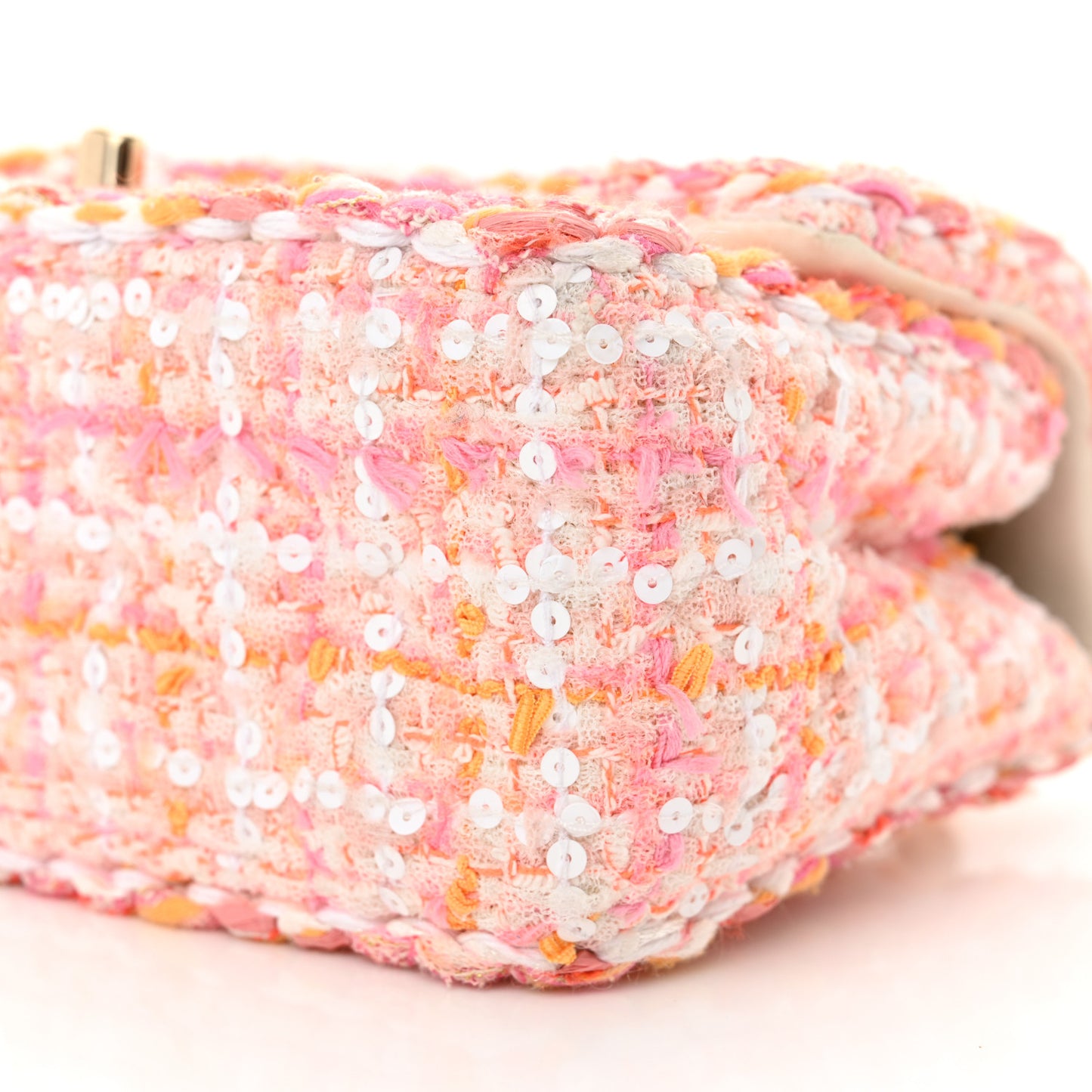 Tweed Braided Mini Rectangular Flap Pink Orange