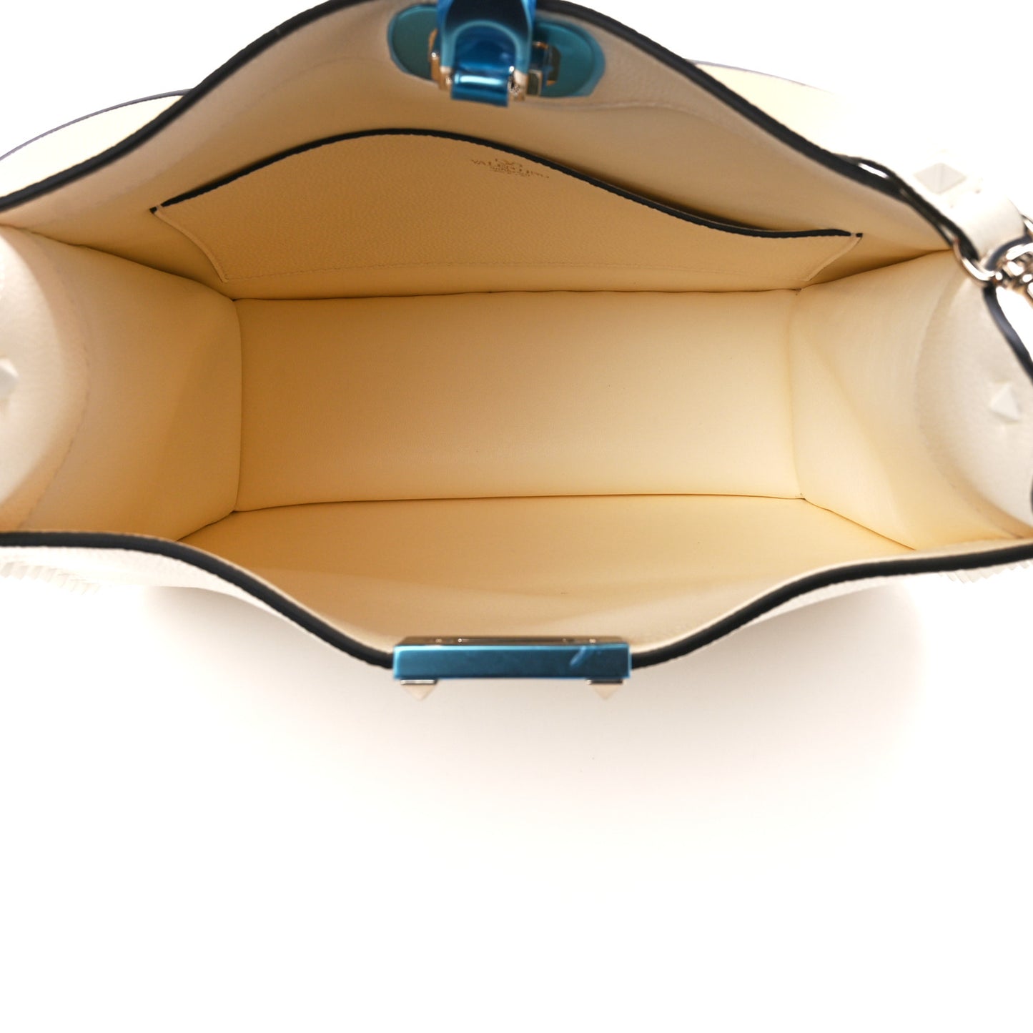 Grainy Calfskin Rockstud Flip-Lock Hobo Bag Ivory