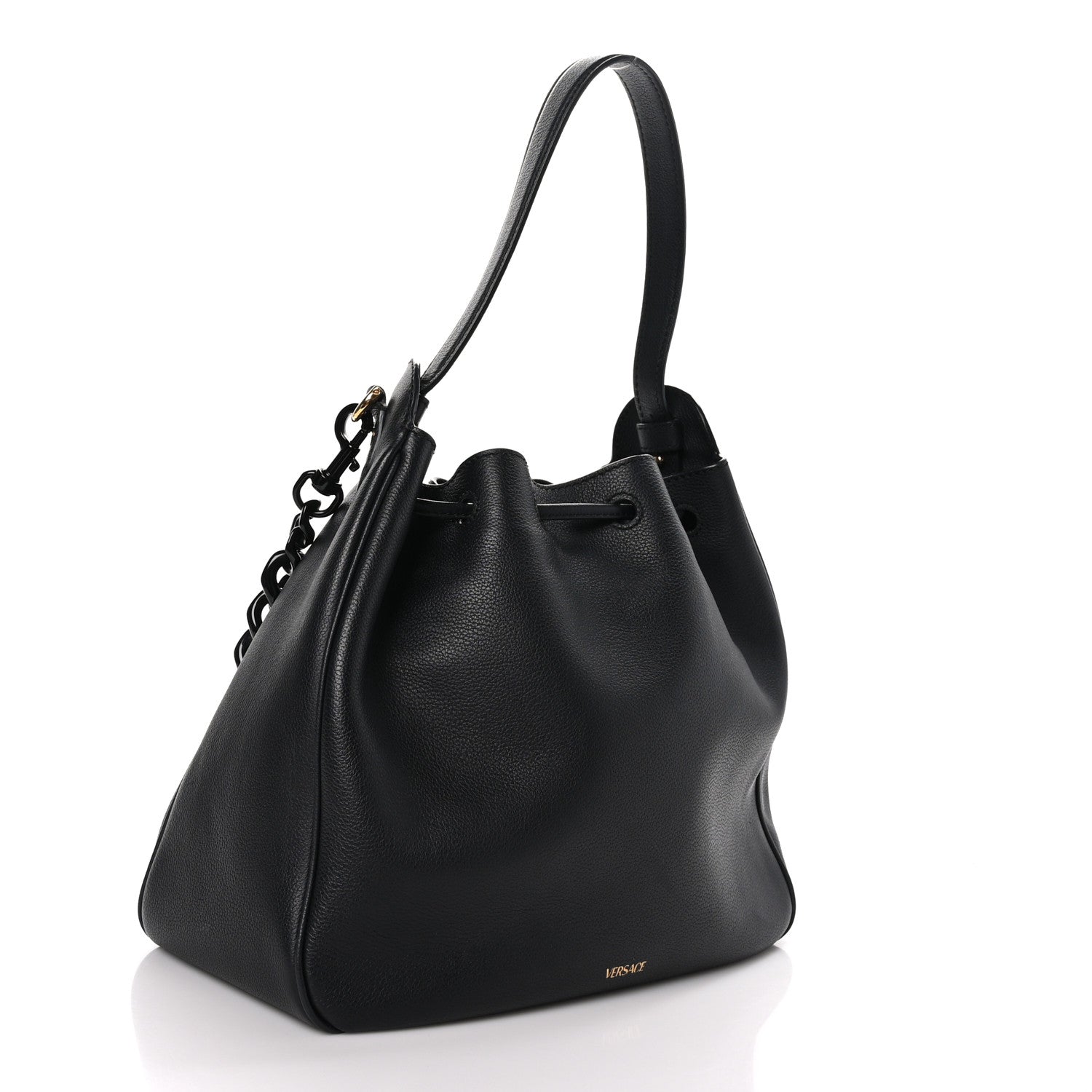 Versace Grained Calfskin La Medusa Bucket Bag Black 3 of 8