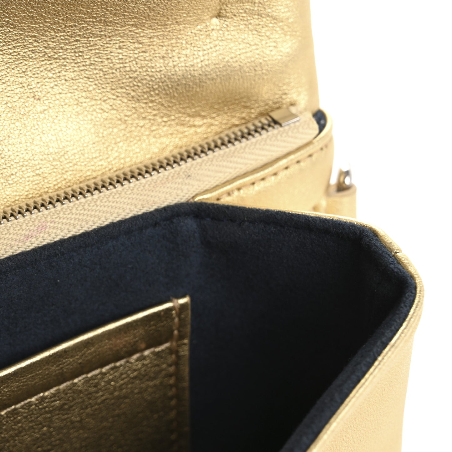 Metallic Lambskin Embossed Monogram Pochette Coussin Gold