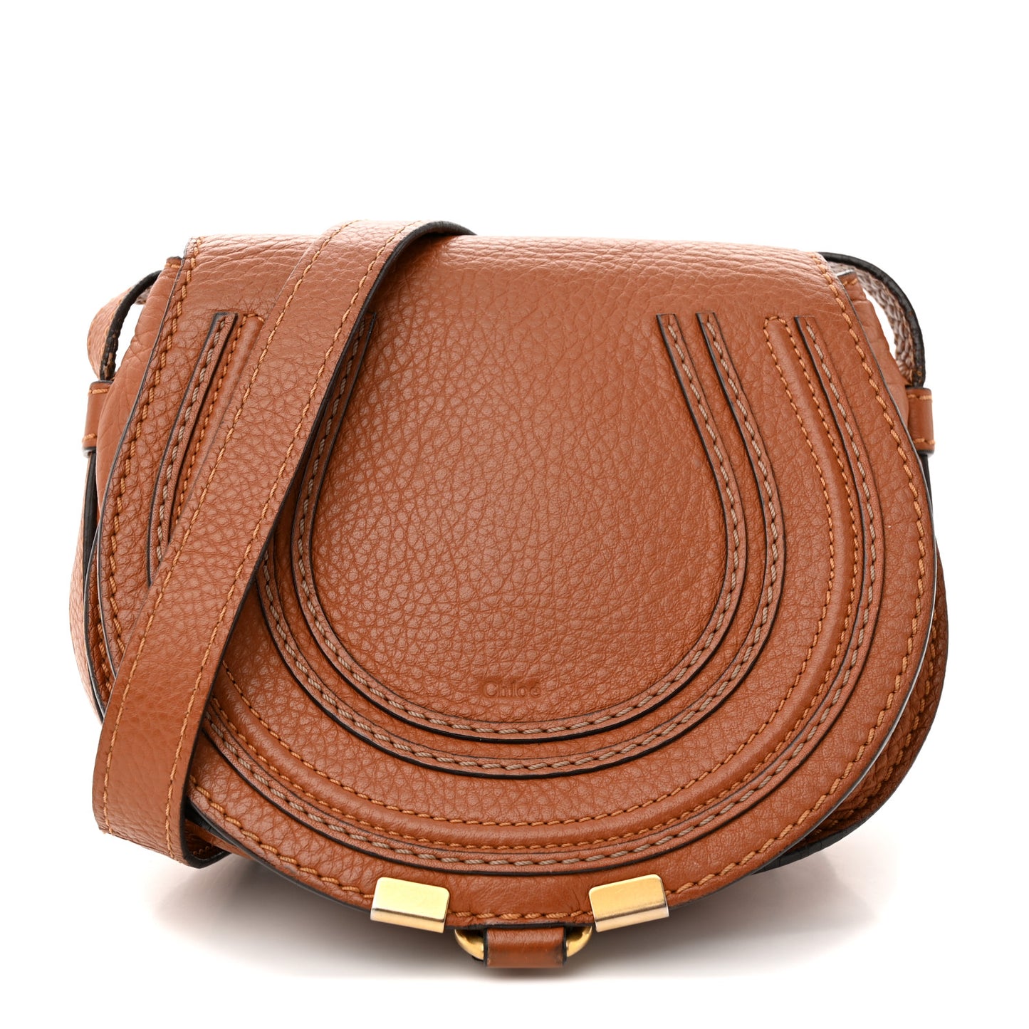 Calfskin Mini Marcie Round Crossbody Bag Tan